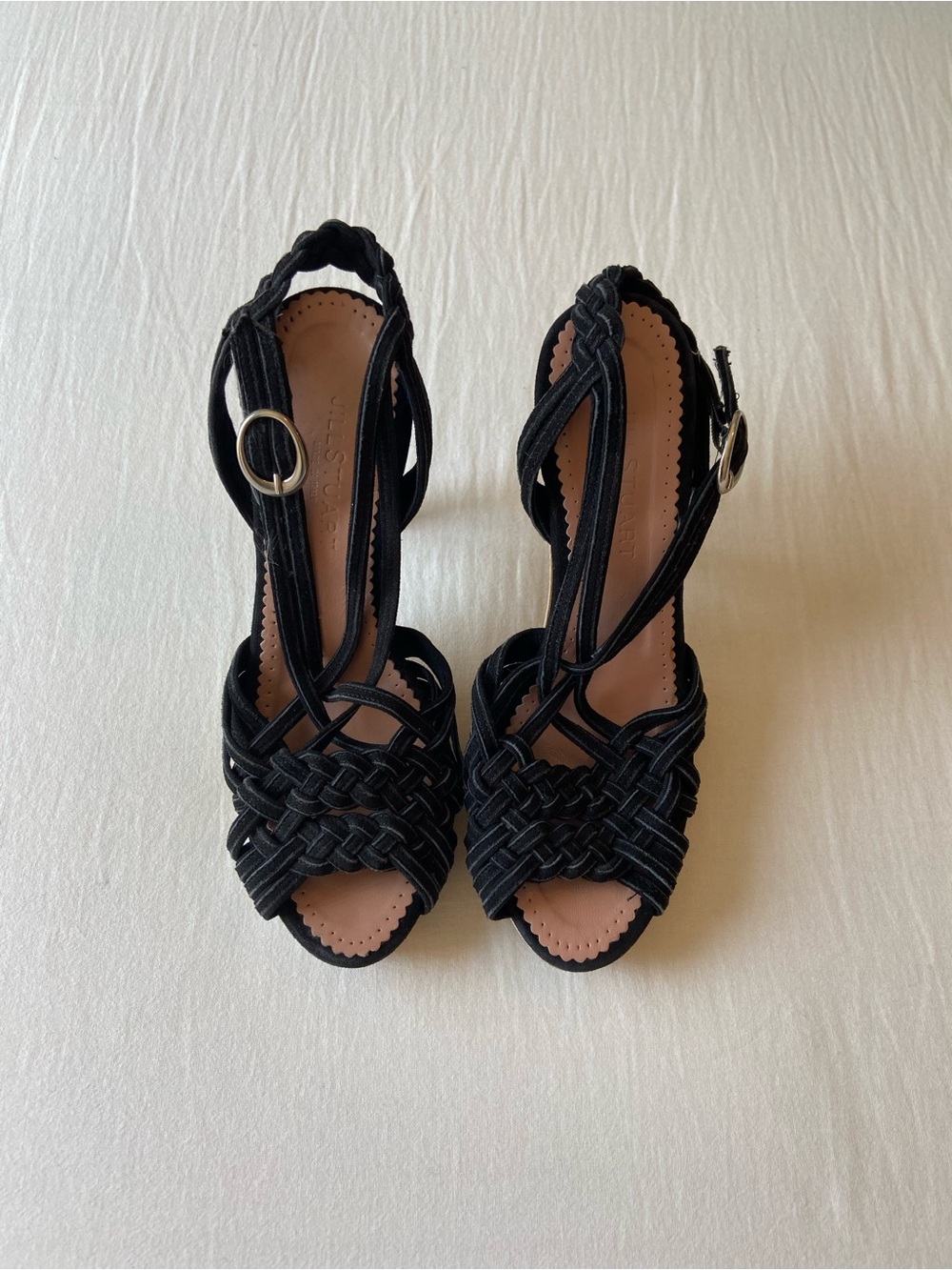 Jill Stuart Black Braided Strappy Heels